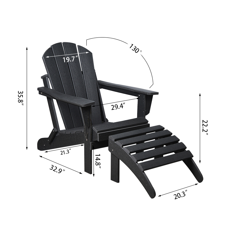 탈착식 오토만있는 Adirondack 의자