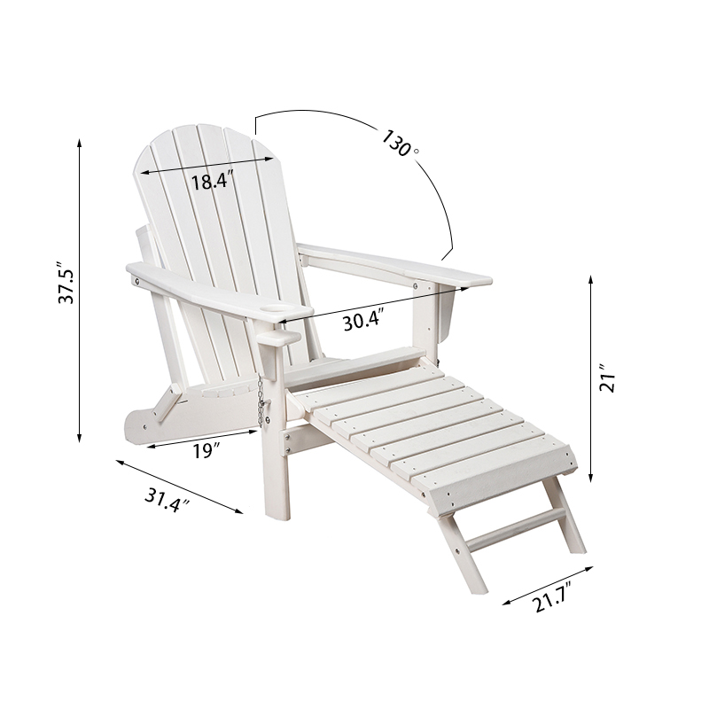 오토만 기능이 있는 클래식 조절식 Adirondack 안락의자